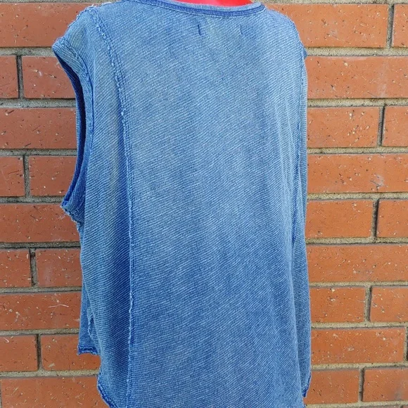 Free People Oversize Sleeveless Denim Color Knit Top by We The Free line XS - Picture 9 of 13